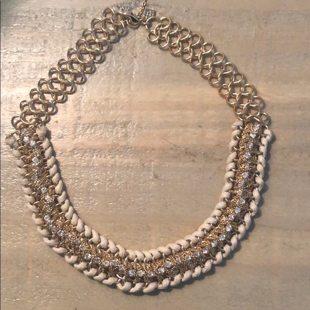 BANANA REPUBLIC GOLD & LEATHER CHAIN NECKLACE SET